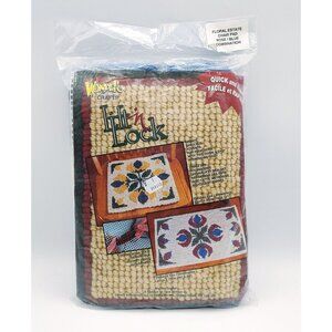 WONDER CRAFTS Lift N' Lock Floral Estate Chair Pad Rose/Blue Hook Rug Kit NEW